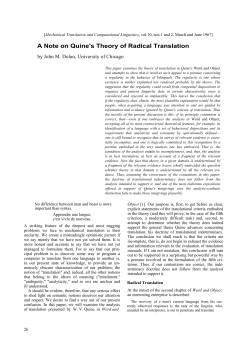 A note on Quine`s theory of radical translation