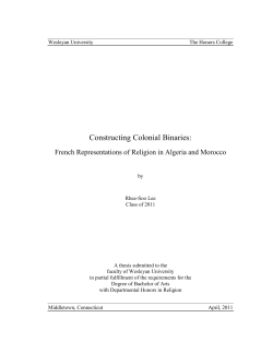 Constructing Colonial Binaries: French Representations of Religion