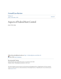 Aspects of Federal Rent Control