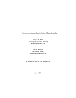Contentious Veterans: China`s Retired Officers Speak Out Kevin J. O