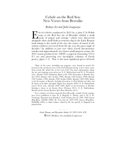 Cybele on the Red Sea: New Verses from Berenike