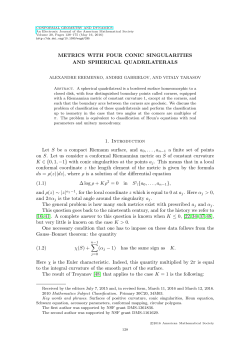 Metrics with four conic singularities and spherical quadrilaterals