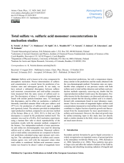 Total sulfate vs. sulfuric acid monomer concenterations in nucleation