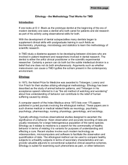 Ethology - the Methodology That Works for TMD