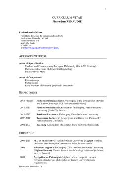 CV - Renaudie (English) - Phenomenology Research Center