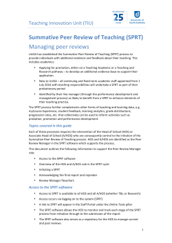 Summative Peer Review of Teaching (SPRT) Managing peer reviews
