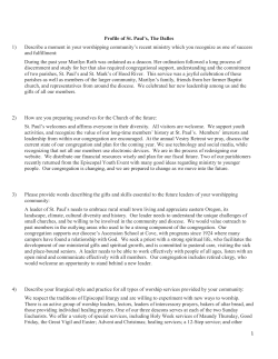 Profile of St. Paul`s, The Dalles 1) Describe a moment in your