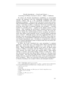 Searching Cell Phones Incident to Arrest &mdash; Riley v. California To