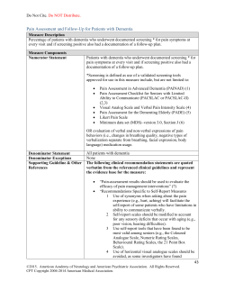Pain Assessment and Follow-Up for Patients with Dementia