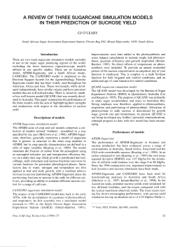 a review of three sugarcane simulation models in their predic
