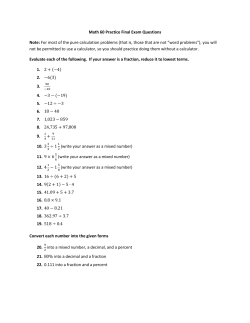 Math 60 Practice Final Exam Questions Note: For most of the pure
