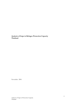 Analysis of Gaps in Refugee Protection Capacity Thailand