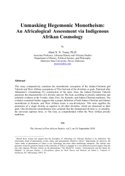 Unmasking Hegemonic Monotheism: - Journal of Pan African Studies