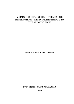 a limnological study of temengor reservoir with