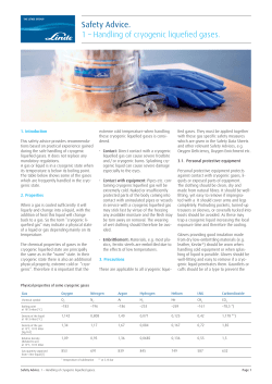 Safety Advice. 1 &ndash; Handling of cryogenic liquefied gases.