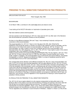 Freezing to Kill Nematode Parasites in Fish Products: Implications