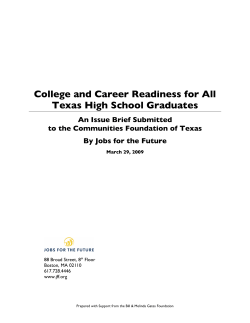 College and Career Readiness for All Texas High School Graduates