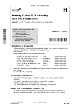 Unit A663/02 - Unit 03 - Prose from different cultures - Higher