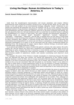 Living Heritage: Roman Architecture in Today`s America, A