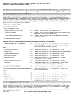 Voluntary Self-Identification of Race, Ethnicity and Veteran