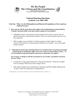 National Hearing Questions - Center for Civic Education