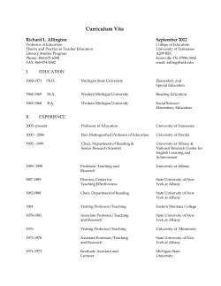 Curriculum Vita - Department of Theory and Practice in Teacher