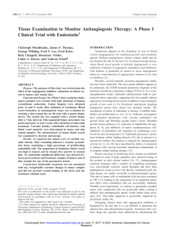 Tissue Examination to Monitor Antiangiogenic Therapy: A Phase I