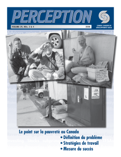 Le point sur la pauvreté au Canada • Définition du problème