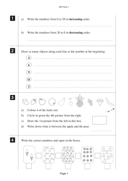 a) Write the numbers from 0 to 20 in increasing order