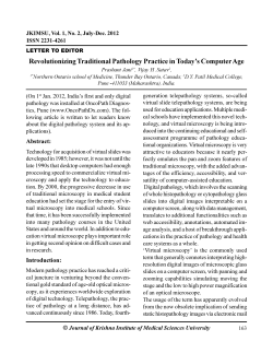 Revolutionizing Traditional Pathology Practice in Today`s