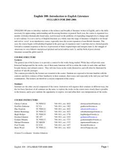 English 100: Introduction to English Literature