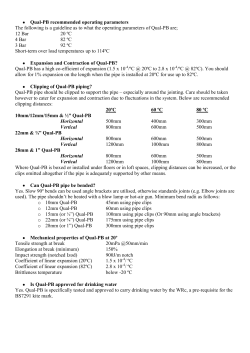Qual-PB recommended operating parameters The following is a