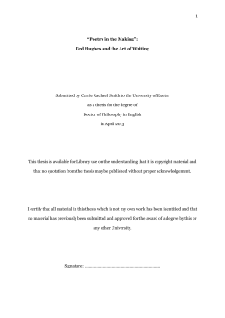 Poetry in the Making - Open Research Exeter