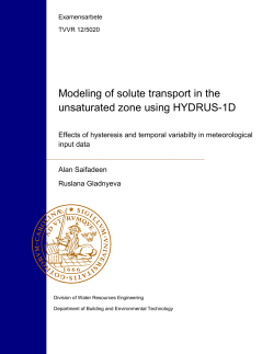 Modeling of solute transport in the unsaturated zone using HYDRUS