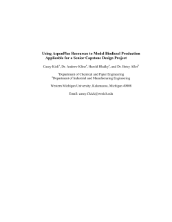 Using AspenPlus Resources to Model Biodiesel Production