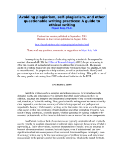 Avoiding plagiarism, self-plagiarism, and other