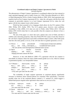 Coordinated subjects and Single Conjunct Agreement in