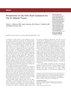Perspectives on the FDA Draft Guidances for Use of Adipose Tissue