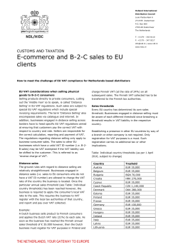 E-commerce and B-2-C sales to EU clients