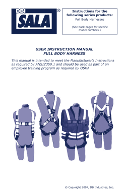 USER INSTRUCTION MANUAL FULL BODY HARNESS