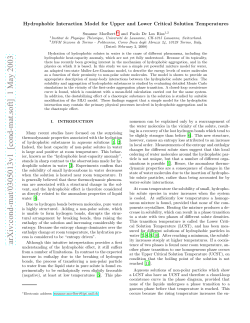 Hydrophobic Interaction Model for Upper and Lower Critical Solution