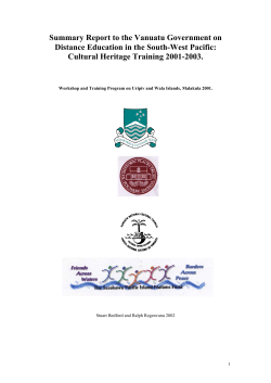 Summary Report to the Vanuatu Government on Archaeological