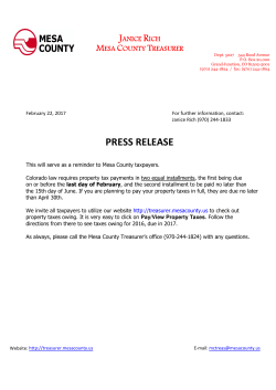 First one-half property taxes due February 28, 2017.