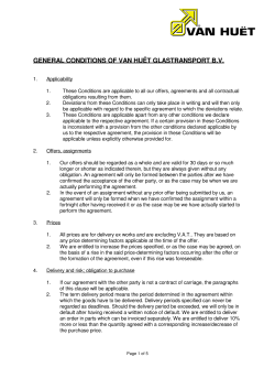 GENERAL CONDITIONS OF VAN HU&Euml;T GLASTRANSPORT B.V.