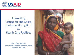 Preventing Disrespect and Abuse of Women Giving Birth in Health