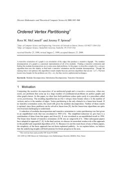 Ordered Vertex Partitioning&dagger;