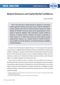 Capital Market Focus Belated Disclosure and Capital Market