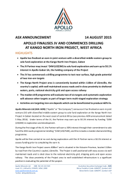 MARCH 2010 - Apollo Minerals