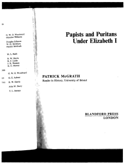 Papists and Puritans Under Elizabeth I
