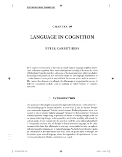 LANGUAGE IN COGNITION